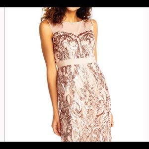 Adrianna Papell rose gold mermaid sequin dress